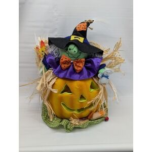 Fiber Optic Jack O'Lantern Animated Musical Witch Hat Halloween Decor 14 in